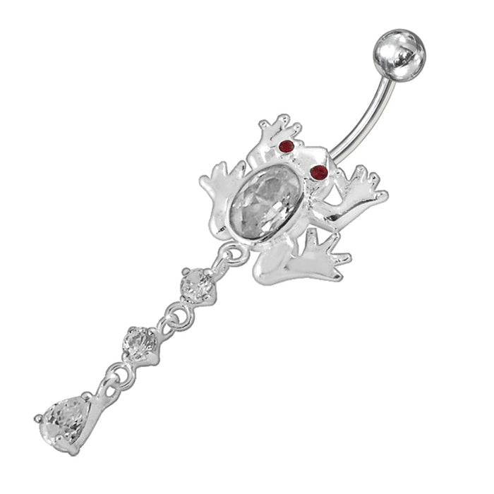 Moving Jeweled Frog Design Belly Ring - Monster Piercing