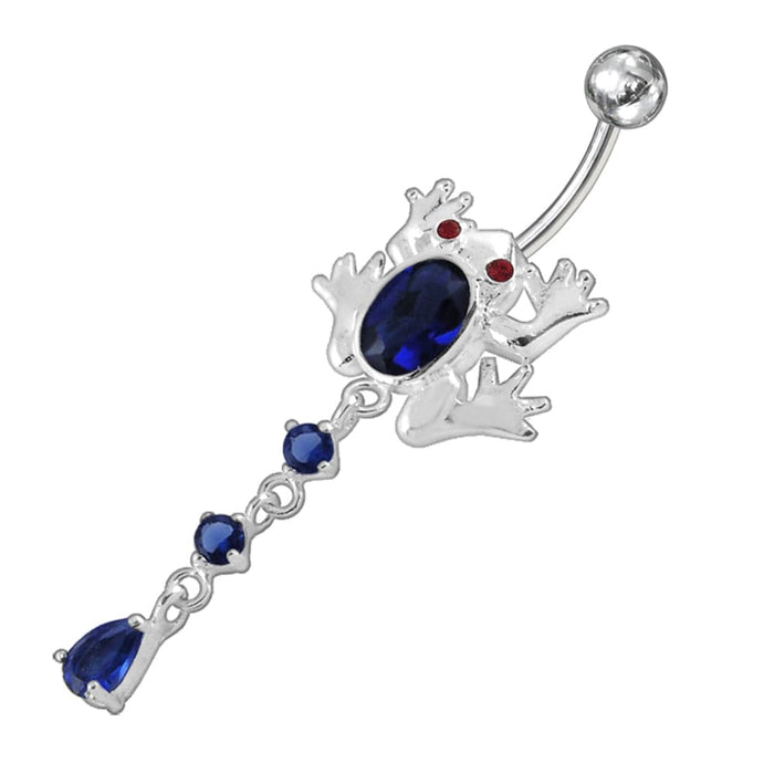 Moving Jeweled Frog Design Belly Ring - Monster Piercing