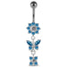 Reverse Banana Jeweled Flower Belly Ring - Monster Piercing