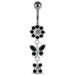 Reverse Banana Jeweled Flower Belly Ring - Monster Piercing