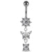 Reverse Banana Jeweled Flower Belly Ring - Monster Piercing