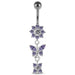 Reverse Banana Jeweled Flower Belly Ring - Monster Piercing