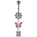 Reverse Banana Jeweled Flower Belly Ring - Monster Piercing