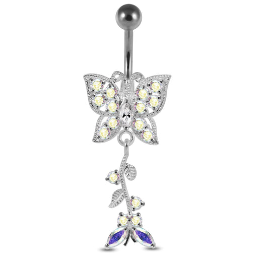 Fancy Moving Butterfly Navel Ring - Monster Piercing