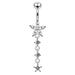 Jeweled Moving Flower Design Belly Ring - Monster Piercing