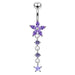 Jeweled Moving Flower Design Belly Ring - Monster Piercing