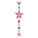 Jeweled Moving Flower Design Belly Ring - Monster Piercing