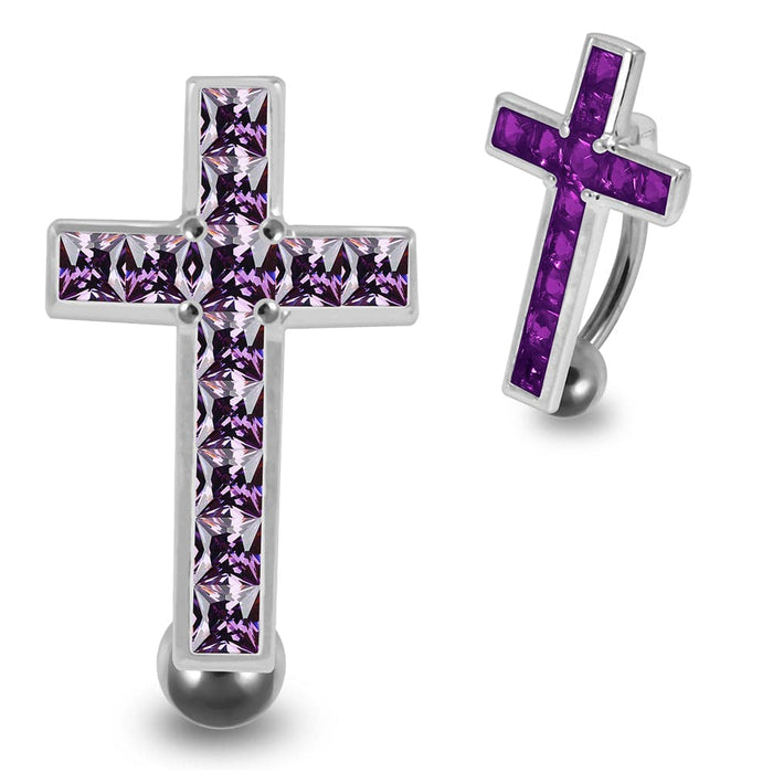 Jeweled Fancy Cross Design Belly Ring - Monster Piercing