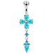 Moving Jeweled Cross Design Navel Body Jewelry - Monster Piercing