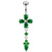 Moving Jeweled Cross Design Navel Body Jewelry - Monster Piercing