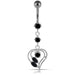 Fancy Jeweled Heart Navel Belly Bar - Monster Piercing