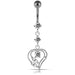 Fancy Jeweled Heart Navel Belly Bar - Monster Piercing