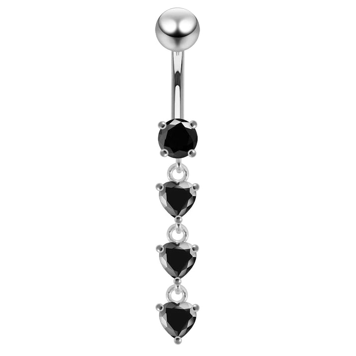 Dangling Jeweled Hearts Navel Ring - Monster Piercing