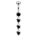 Dangling Jeweled Hearts Navel Ring - Monster Piercing