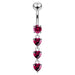 Dangling Jeweled Hearts Navel Ring - Monster Piercing