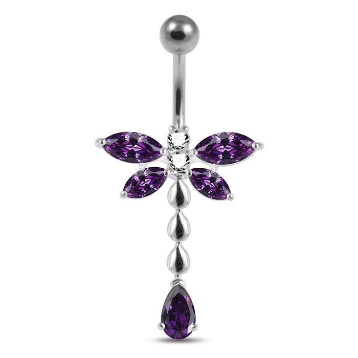 Moving Jeweled Flower Belly Button Jewelry - Monster Piercing