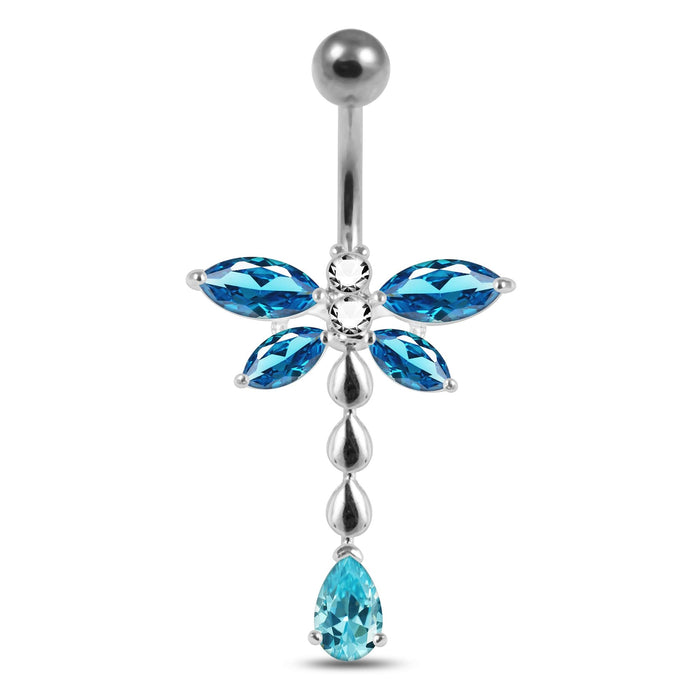 Moving Jeweled Flower Belly Button Jewelry - Monster Piercing