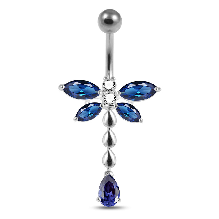 Moving Jeweled Flower Belly Button Jewelry - Monster Piercing