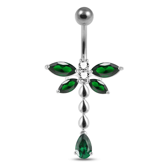 Moving Jeweled Flower Belly Button Jewelry - Monster Piercing