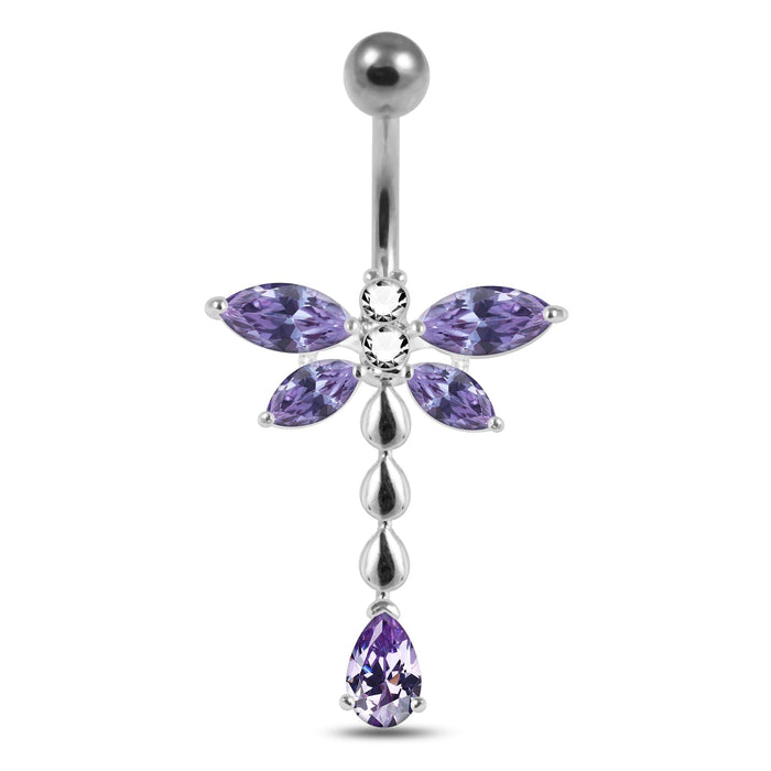 Moving Jeweled Flower Belly Button Jewelry - Monster Piercing