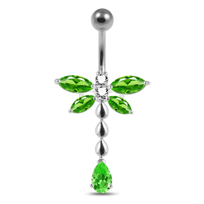 Moving Jeweled Flower Belly Button Jewelry - Monster Piercing