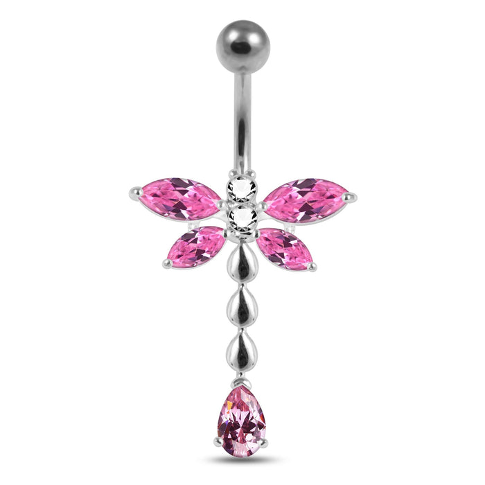 Moving Jeweled Flower Belly Button Jewelry - Monster Piercing