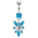 Dangling Jeweled Flower SS Navel Belly Ring - Monster Piercing