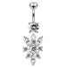 Dangling Jeweled Flower SS Navel Belly Ring - Monster Piercing