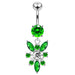 Dangling Jeweled Flower SS Navel Belly Ring - Monster Piercing