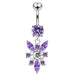 Dangling Jeweled Flower SS Navel Belly Ring - Monster Piercing