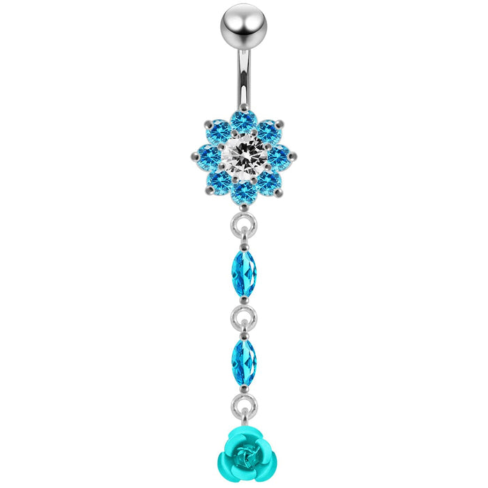 14G Jeweled Moving Butterfly Navel Ring - Monster Piercing