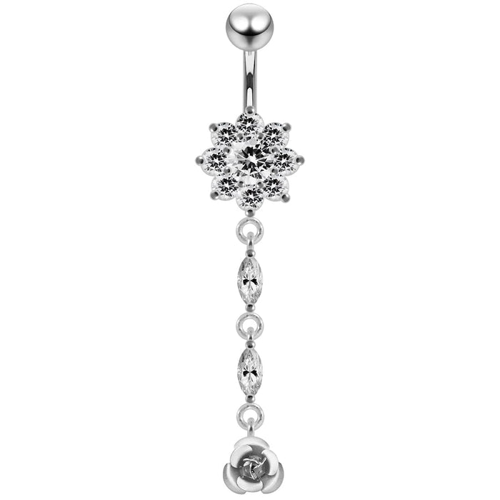 14G Jeweled Moving Butterfly Navel Ring - Monster Piercing