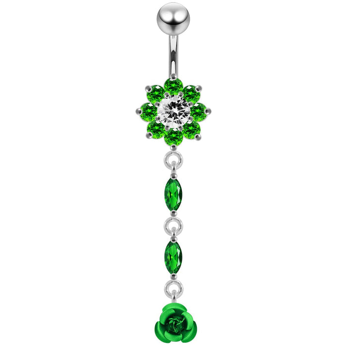 14G Jeweled Moving Butterfly Navel Ring - Monster Piercing