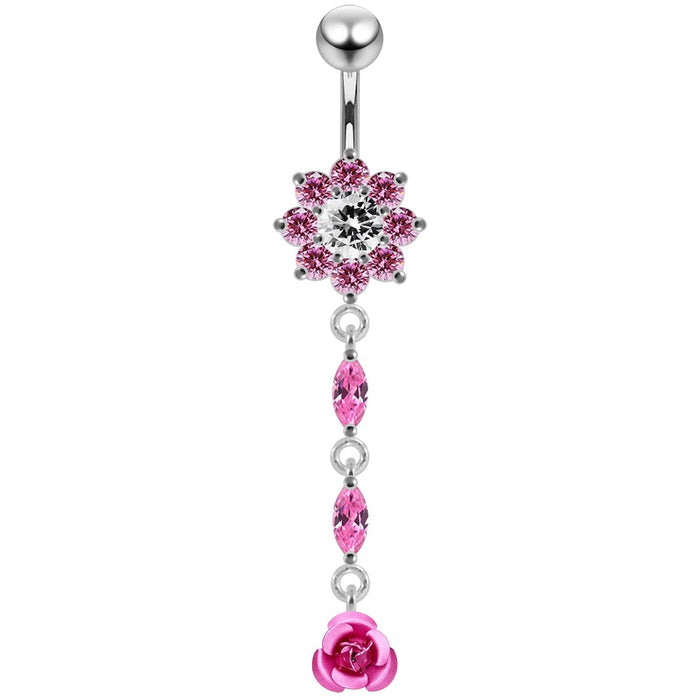 14G Jeweled Moving Butterfly Navel Ring - Monster Piercing