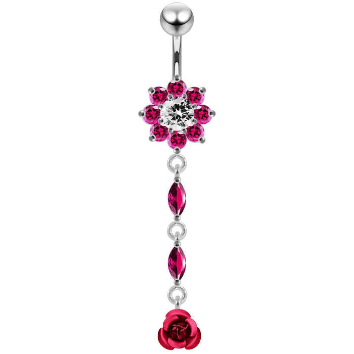 14G Jeweled Moving Butterfly Navel Ring - Monster Piercing