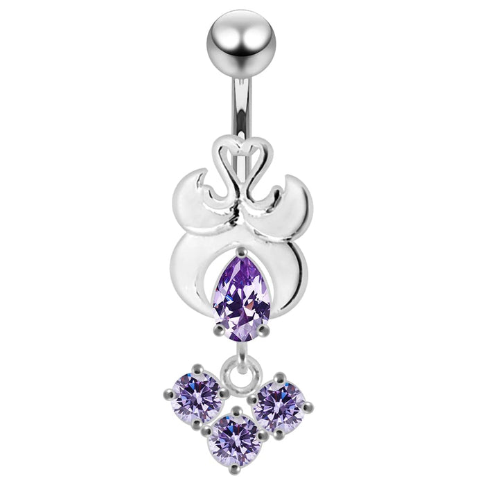 Fancy Design Jeweled Belly Ring - Monster Piercing