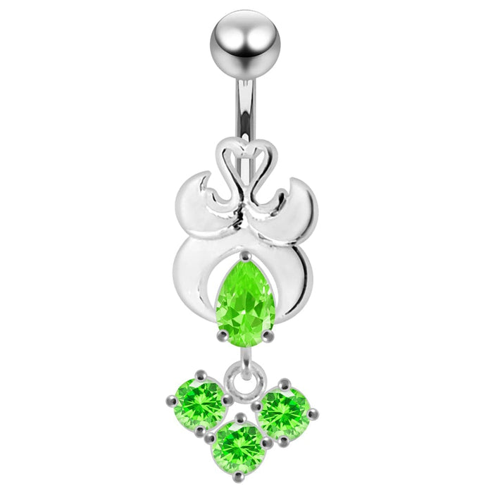 Fancy Design Jeweled Belly Ring - Monster Piercing