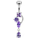 Moving Fancy Purple Gems Banana Bar Navel Body Jewelry - Monster Piercing