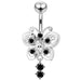 Moving fancy Jeweled Butterfly Curved Navel Ring - Monster Piercing