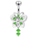 Moving fancy Jeweled Butterfly Curved Navel Ring - Monster Piercing