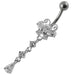 14 Gauge Moving Jeweled Butterfly Design Banana Bar Navel Ring - Monster Piercing