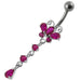 14 Gauge Moving Jeweled Butterfly Design Banana Bar Navel Ring - Monster Piercing