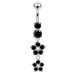 14 Gauge Moving Jeweled Flower Design Navel Ring - Monster Piercing