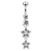 14 Gauge Moving Jeweled Flower Design Navel Ring - Monster Piercing