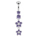 14 Gauge Moving Jeweled Flower Design Navel Ring - Monster Piercing