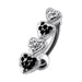 Four Jeweled Hearts Design Navel Ring - Monster Piercing