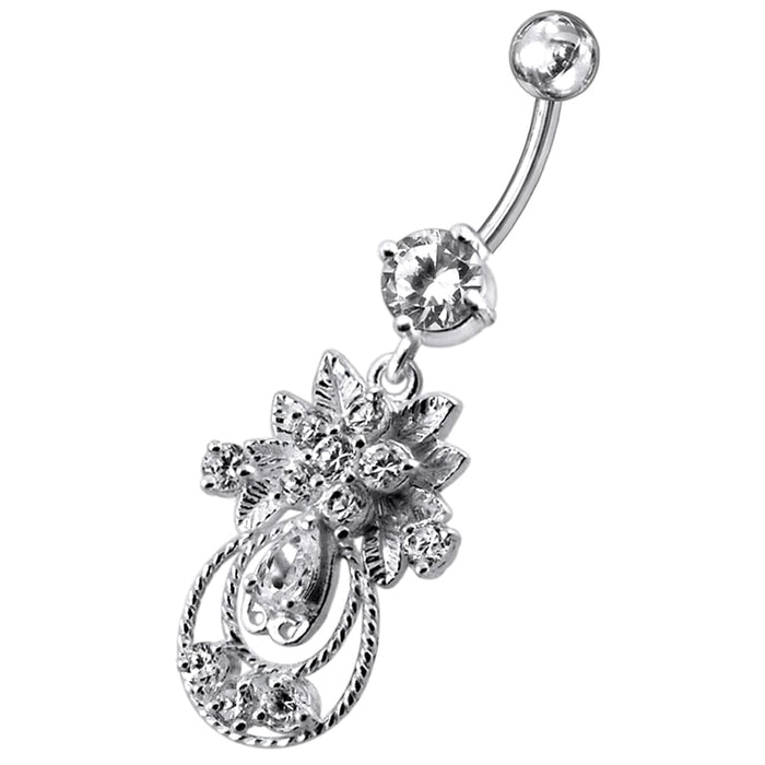 Moving Jeweled Fancy Designed Belly Ring - Monster Piercing