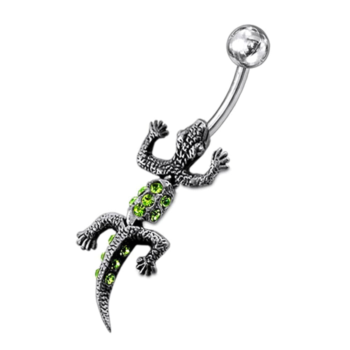 Fancy Moving Jeweled Lizard Belly Ring - Monster Piercing