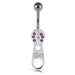 Moving Jeweled Zipper Design Belly Ring - Monster Piercing