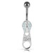 Moving Jeweled Zipper Design Belly Ring - Monster Piercing